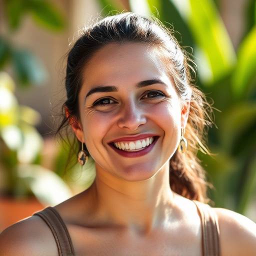 Foto de Ana Beatriz Ferreira, fundadora da Camisaria Sol & Samba, sorrindo