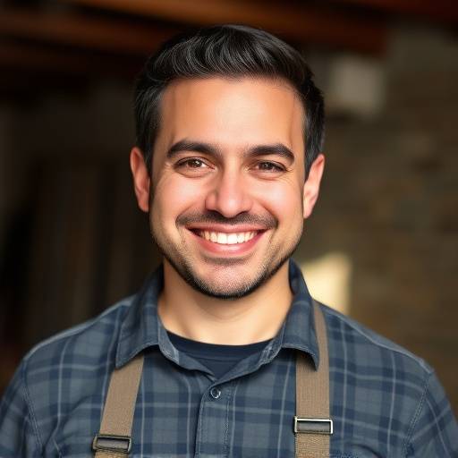 Foto de Carlos Eduardo Oliveira, gerente de produäão da Camisaria Sol & Samba, sorrindo